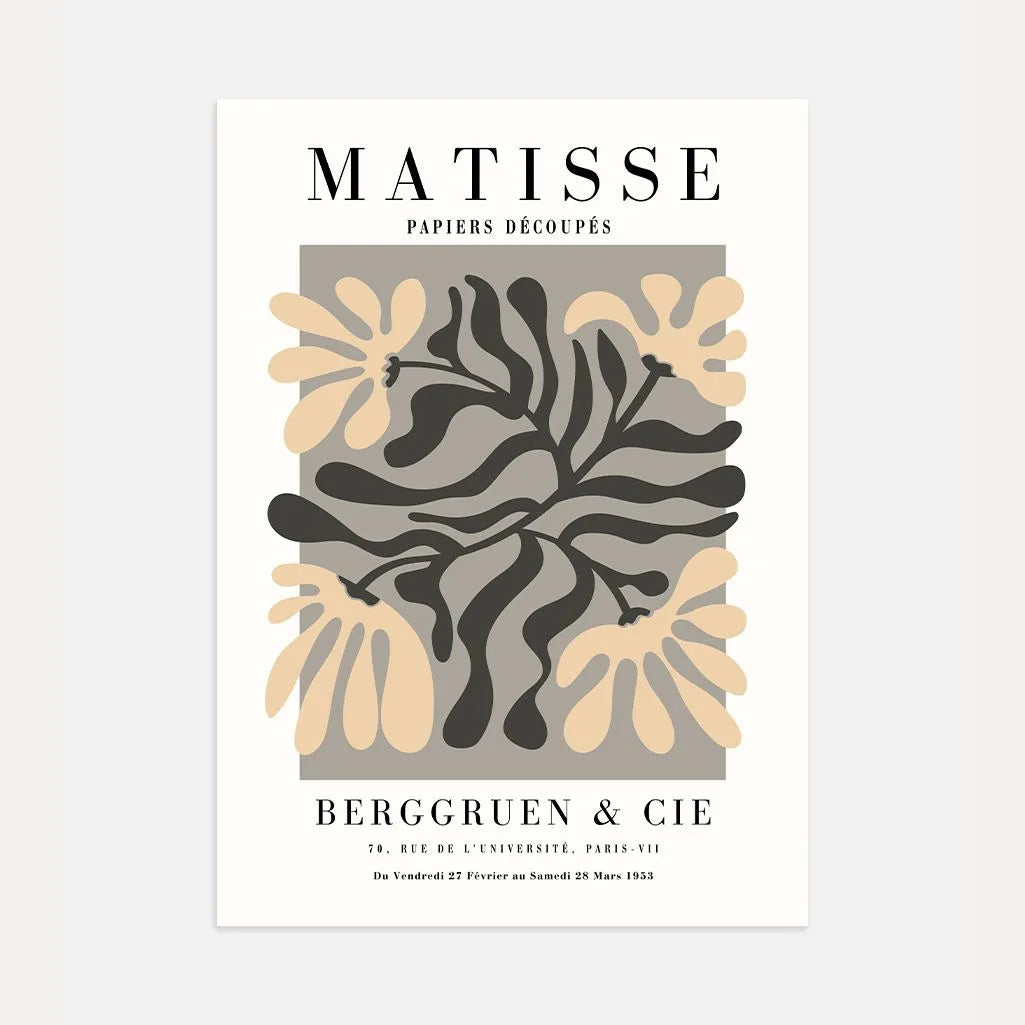 Matisse Beige Grau Blätter Poster