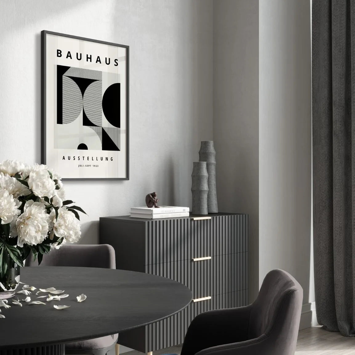 Bauhaus Schwarze Formen Geometrie Poster