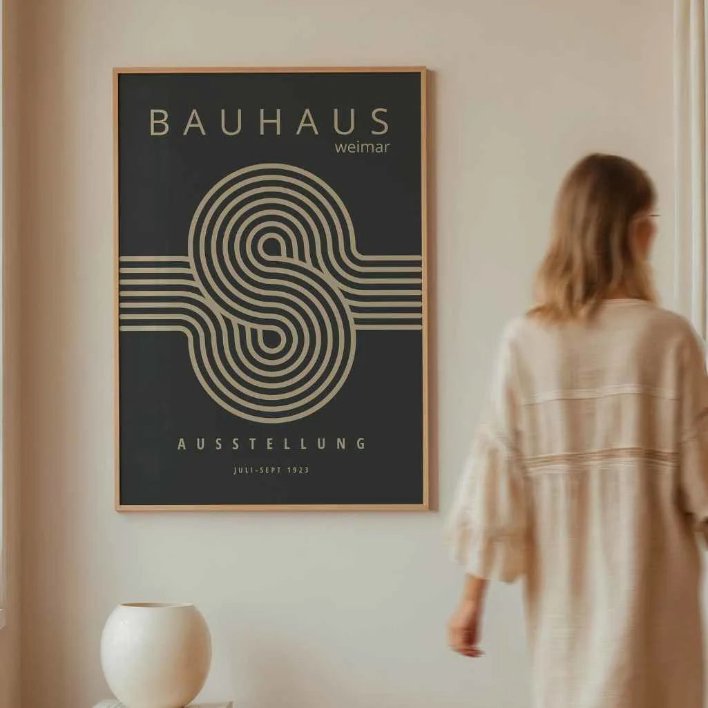 Bauhaus Beige Linien Poster