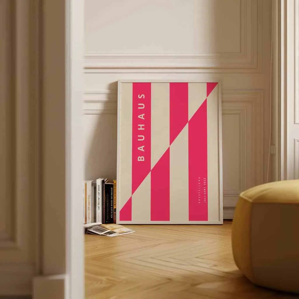 Bauhaus Rosa Linienstruktur Poster