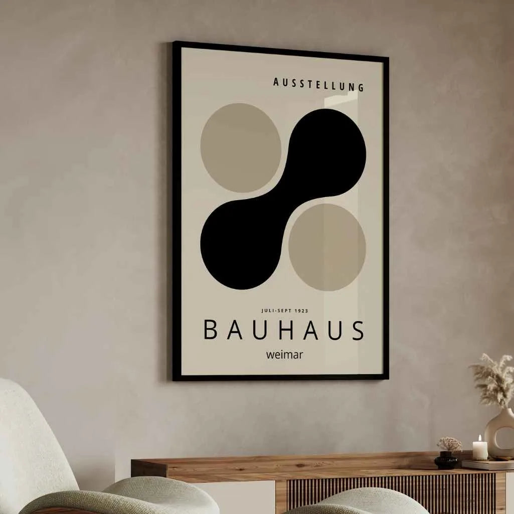 Bauhaus Schwarz Beige Formen Poster