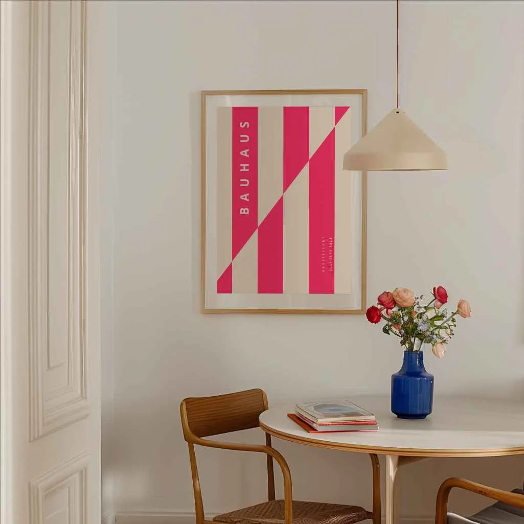Bauhaus Rosa Linienstruktur Poster