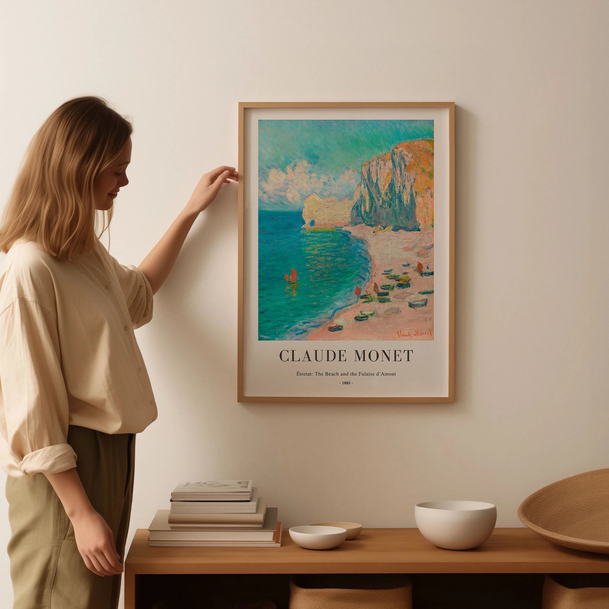 Claude Monet – Étretat: Strand und Falaise d’Amont (1885) Poster