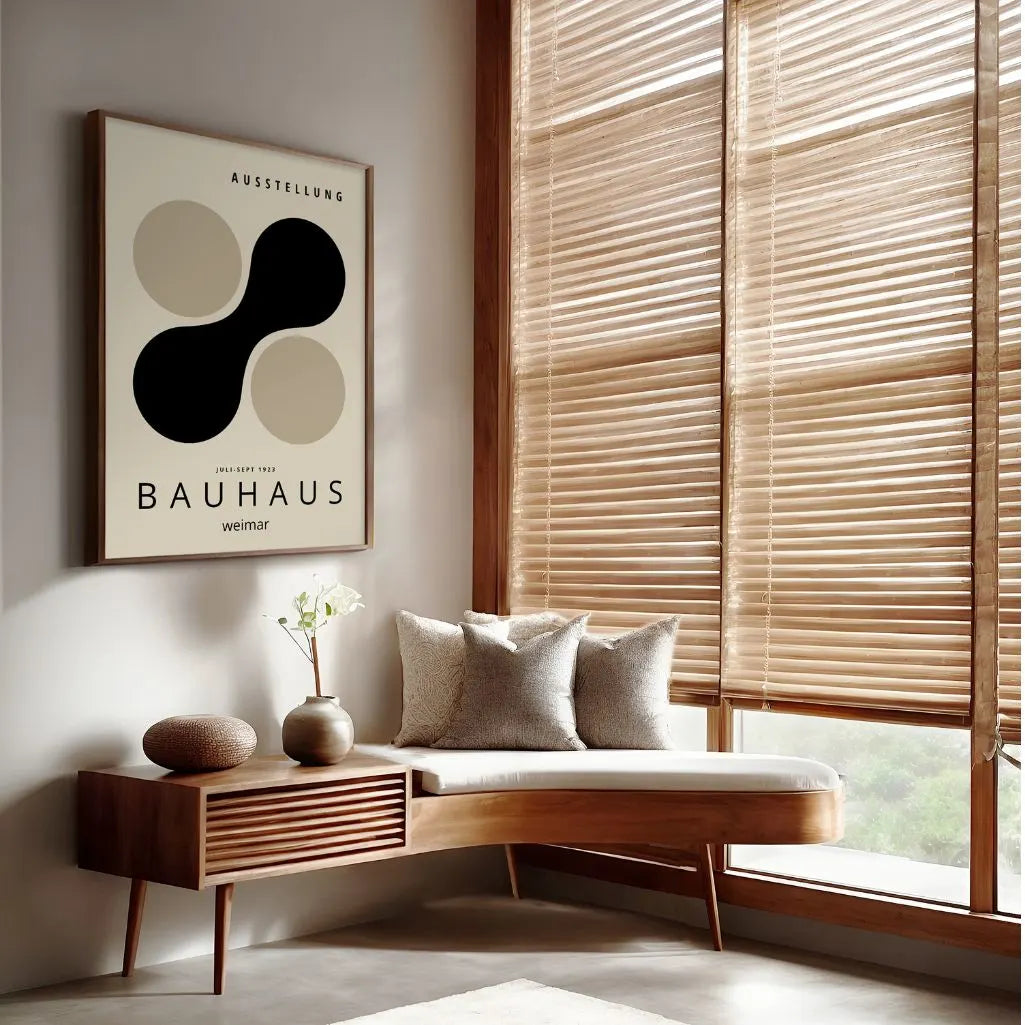 Bauhaus Schwarz Beige Formen Poster