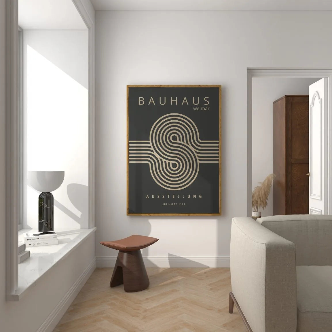 Bauhaus Beige Linien Poster