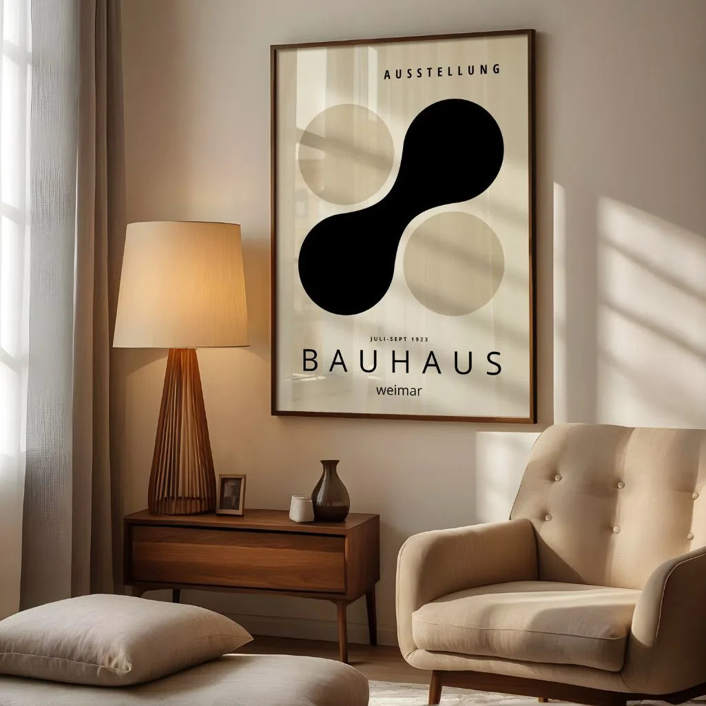 Bauhaus Schwarz Beige Formen Poster