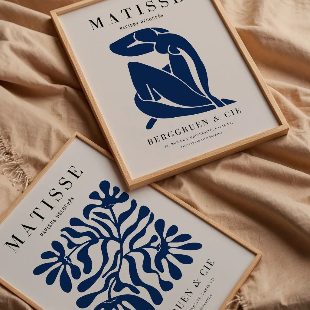 Set mit 2 Matisse-Postern – Blaue abstrakte Ausschnitte