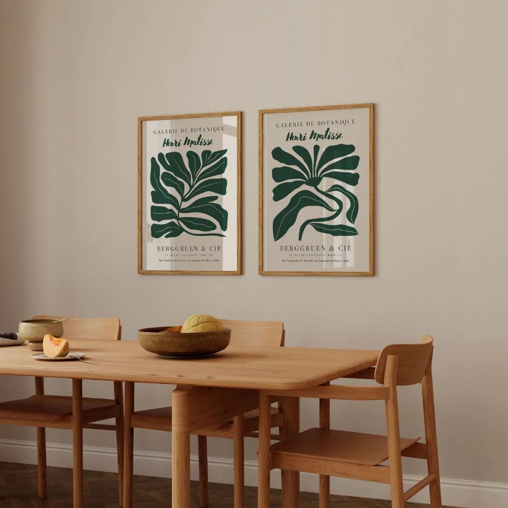 Set mit 2 Matisse-Postern – Botanische Formen in Grün