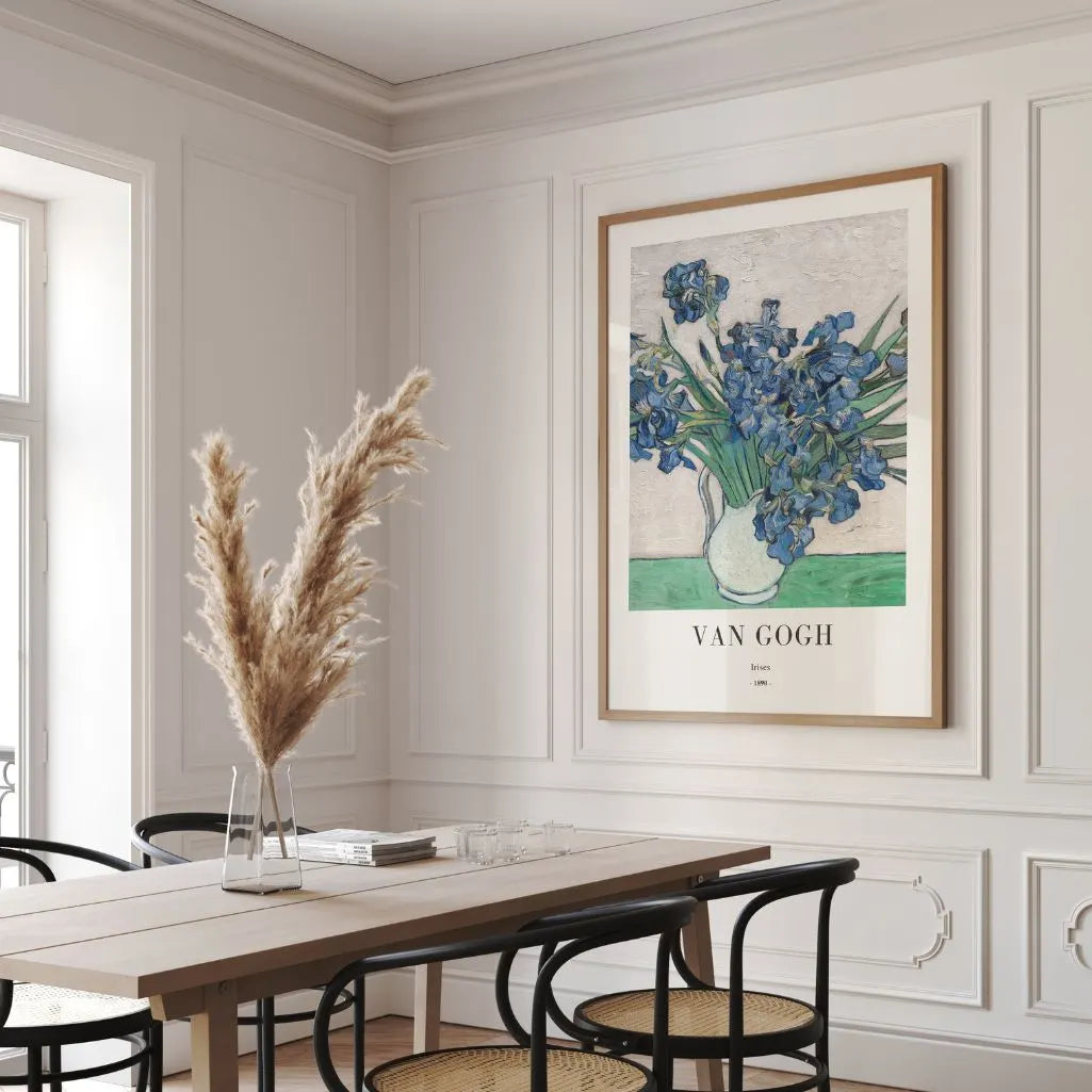 Van Gogh-Plakat – Blaue Schwertlilien in einer Vase, 1890