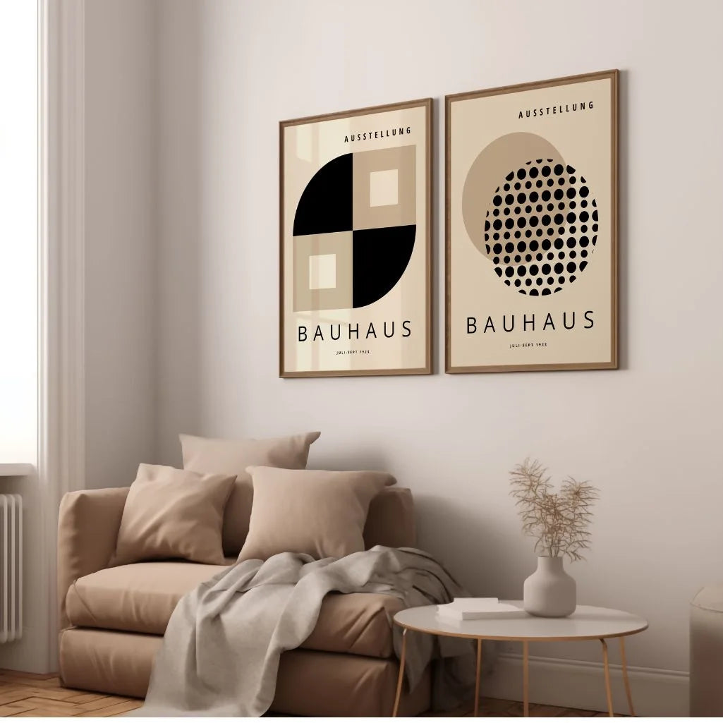 Bauhaus Schwarz-Beige – 2er Poster-Set