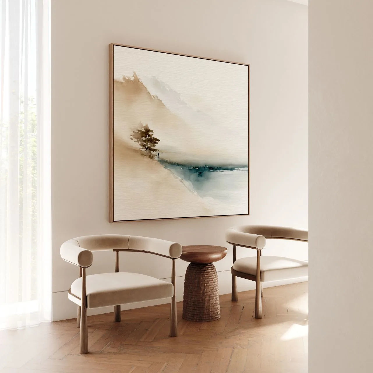 Gerahmtes Leinwandbild – Stille am Ufer