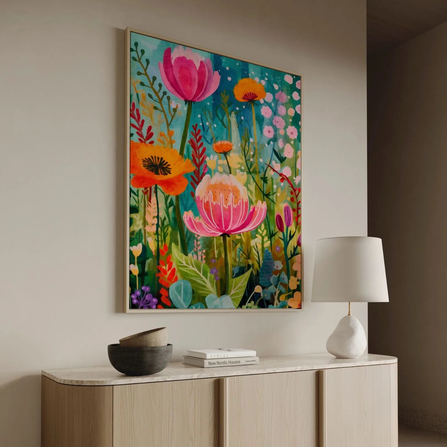Gerahmtes Leinwandbild – Floraler Tanz