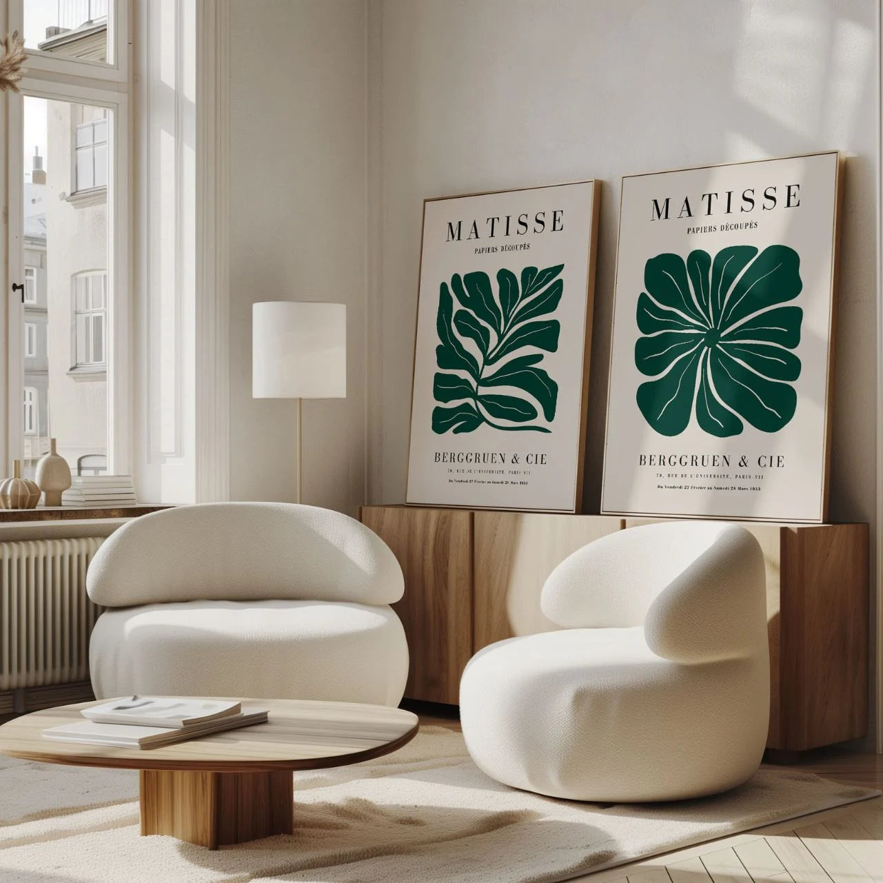 Set mit 2 Matisse-Postern – Grüne botanische Kompositionen 