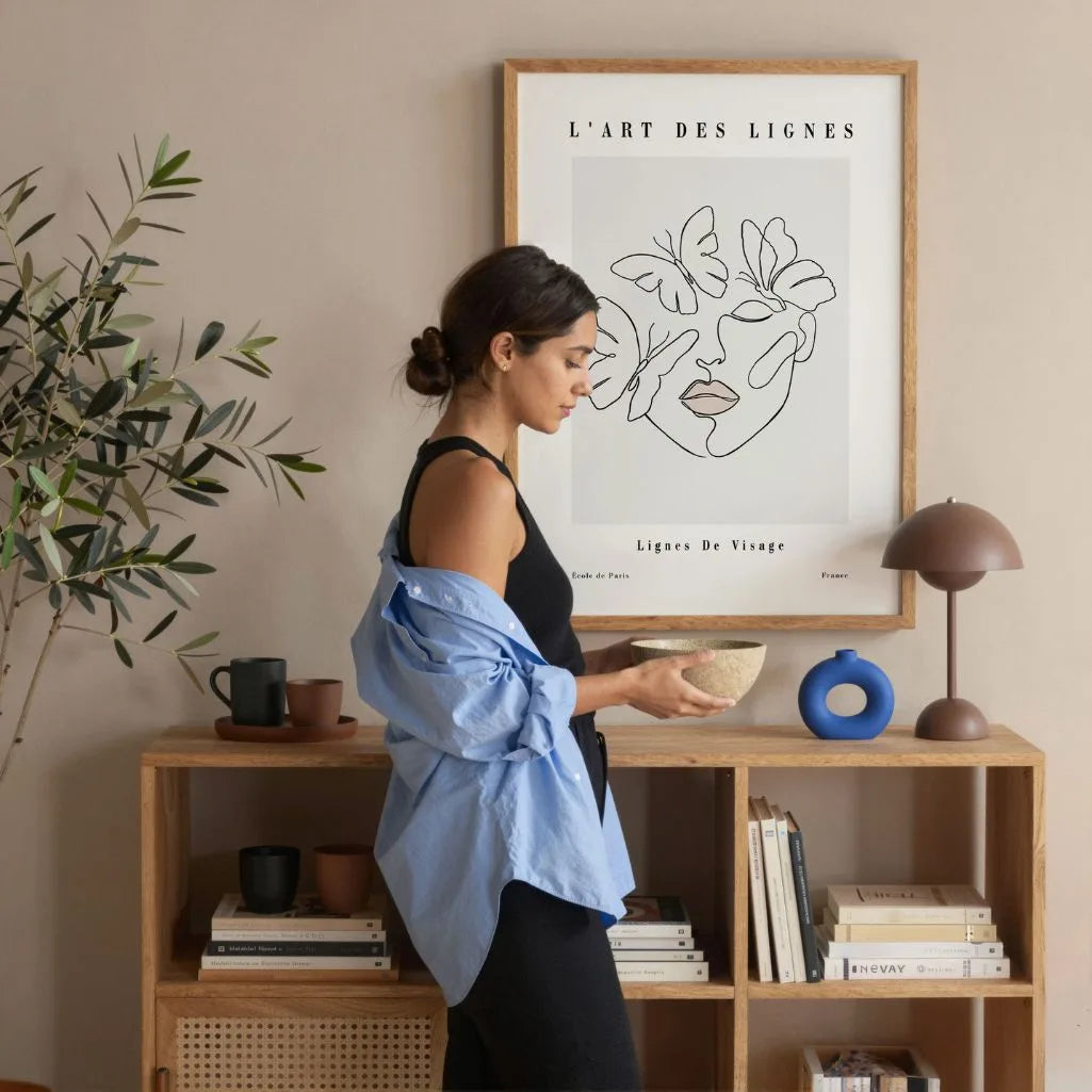 Poster – Gesicht mit Schmetterlingen