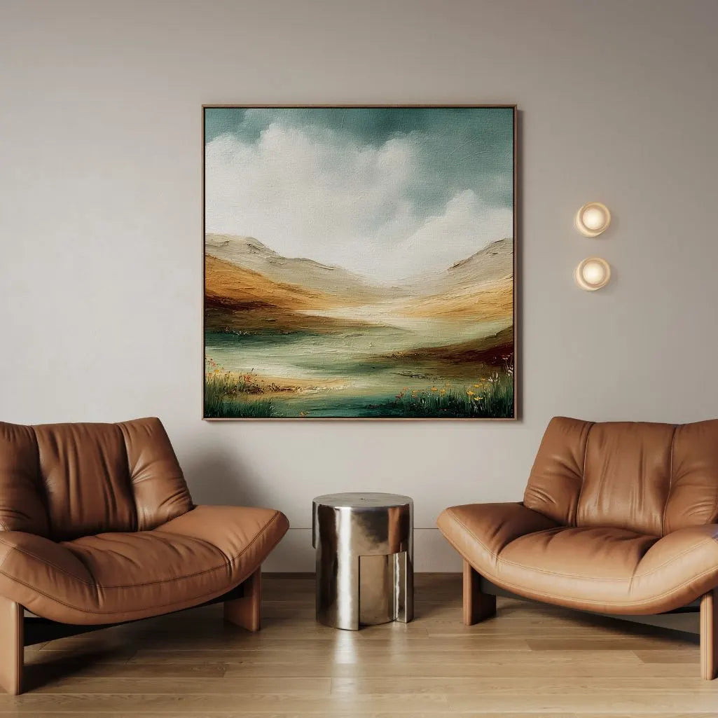 Gerahmtes Leinwandbild – Grünes Tal