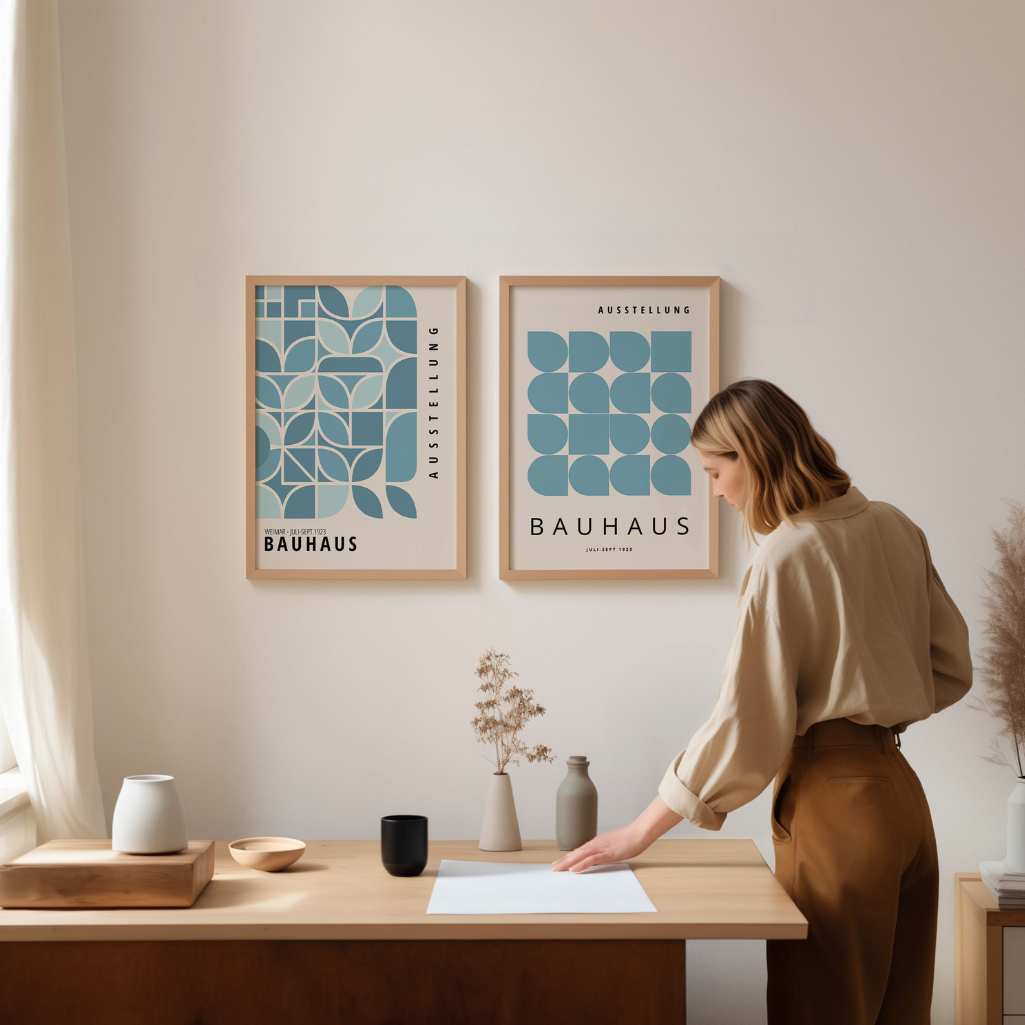 Bauhaus Blau – 2er Poster-Set