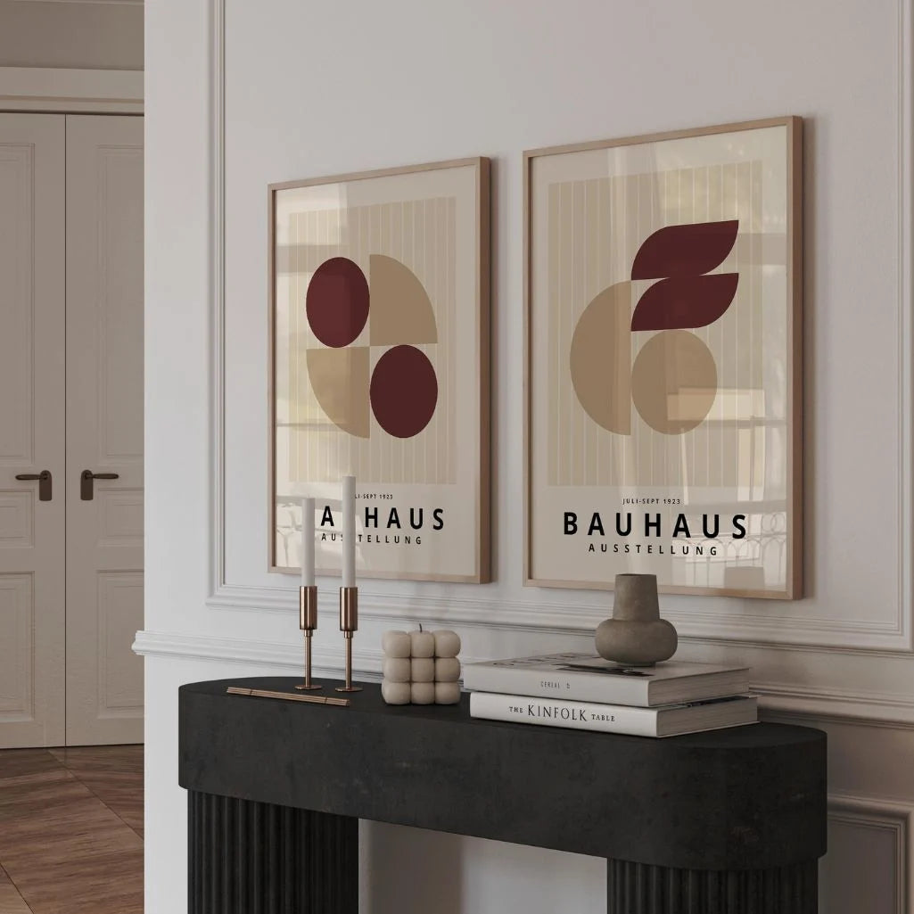 Bauhaus Burgund Beige – 2er Poster-Set