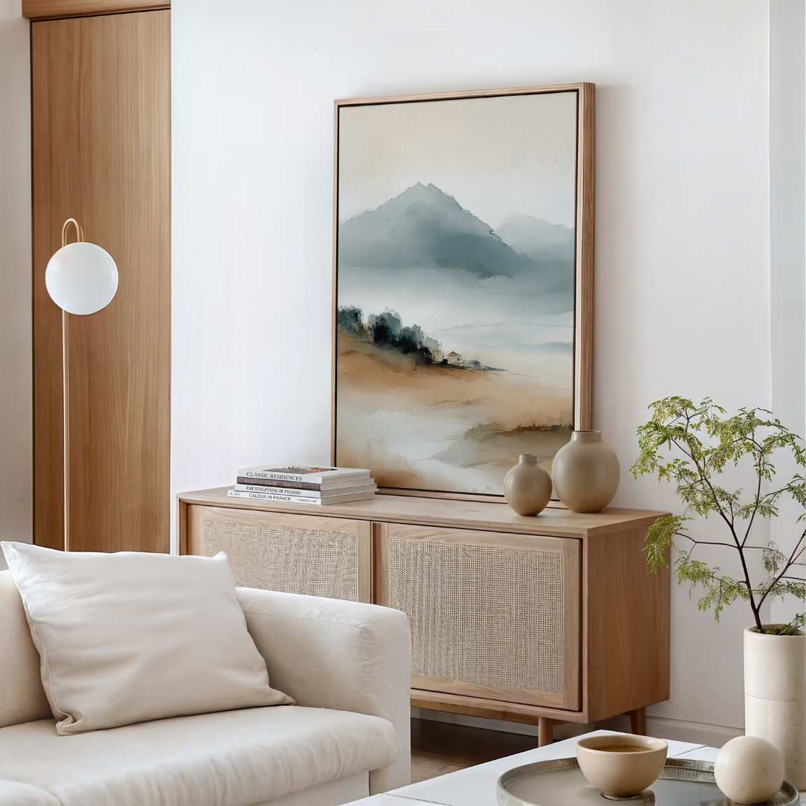 Gerahmtes Leinwandbild - Aquarelllandschaft