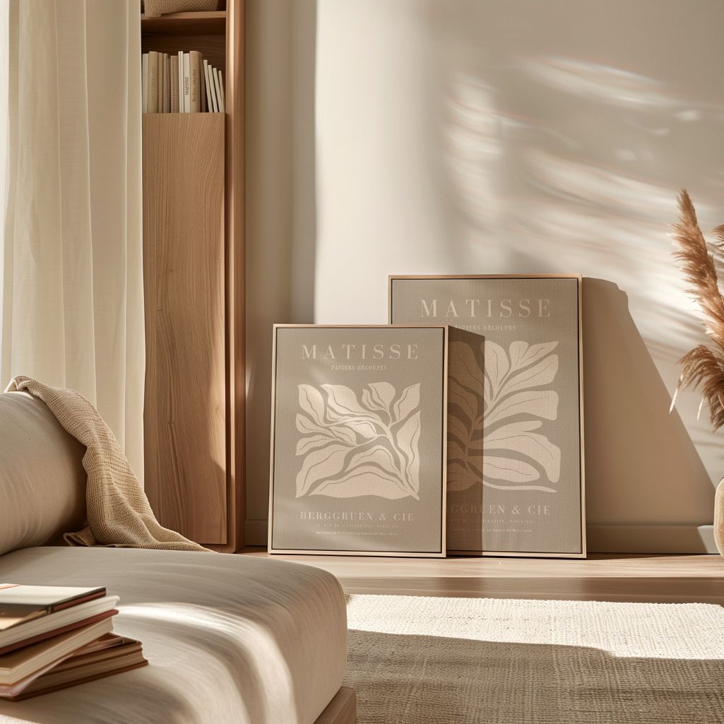 Set mit 2 Matisse-Postern – Beige organische Formen 