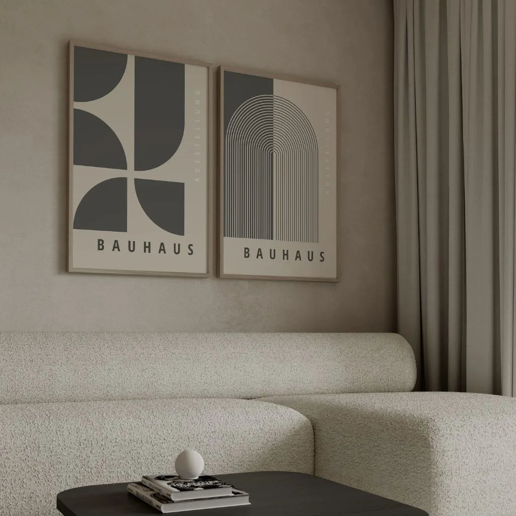 Bauhaus Graphit Geometrie – 2er Poster-Set