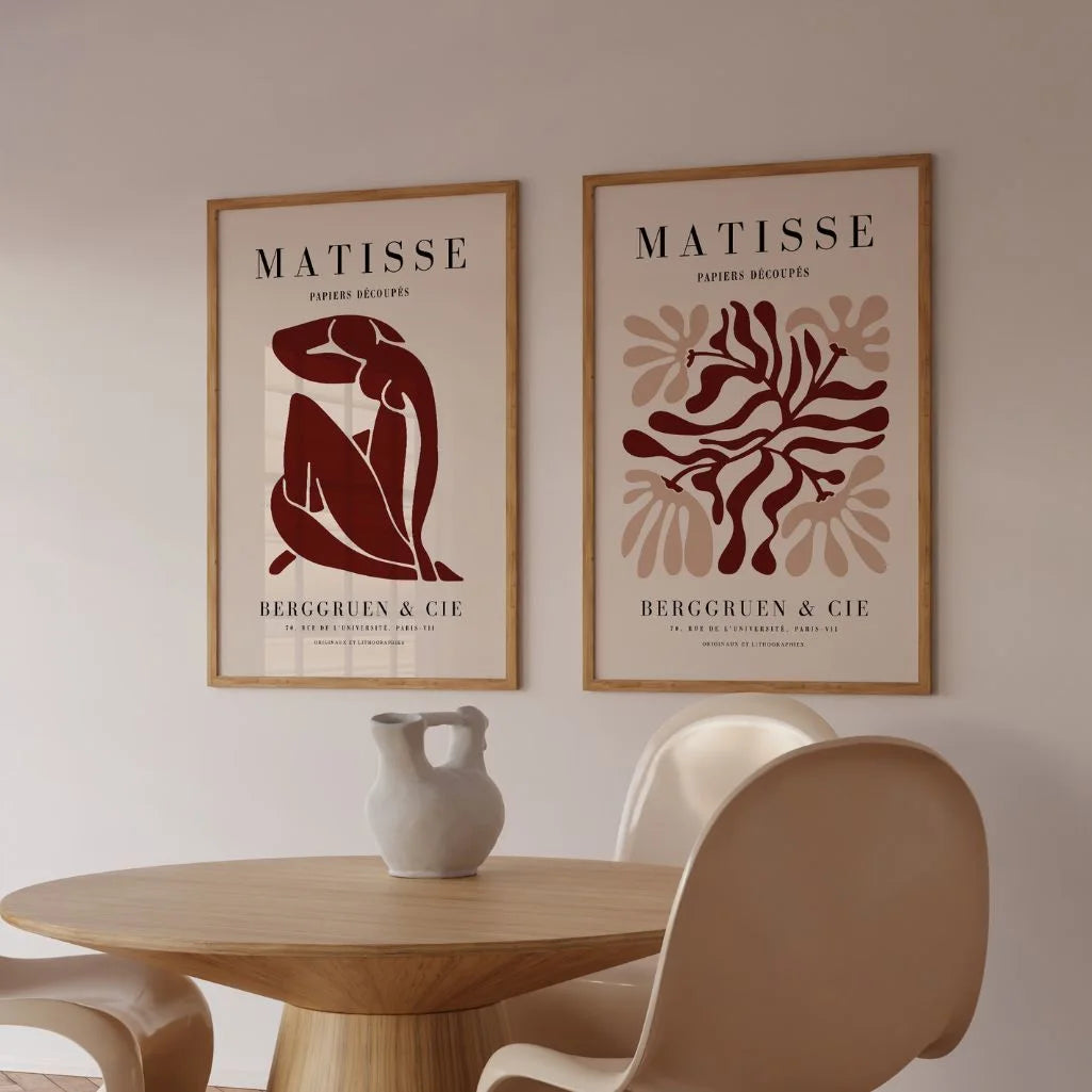 Set mit 2 Matisse-Postern – Rote künstlerische Abstraktionen