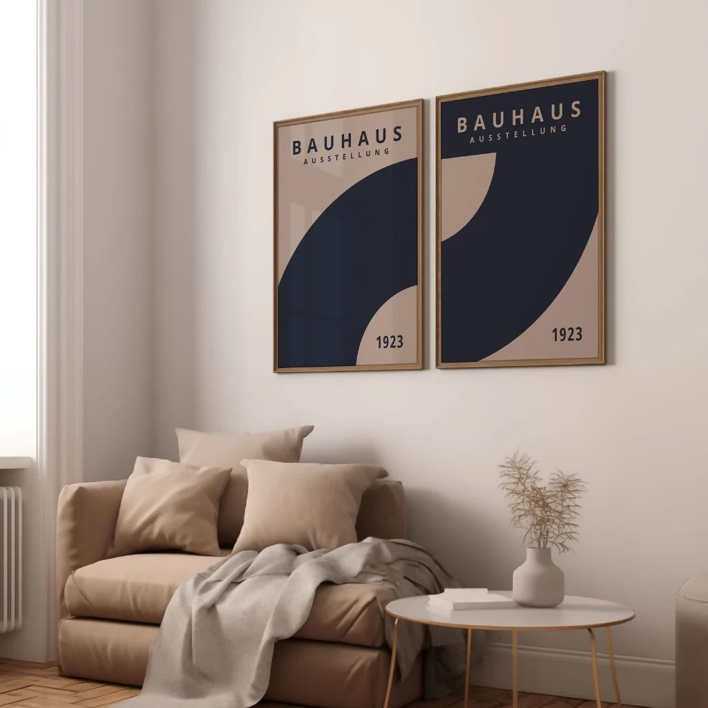 Bauhaus Marineblau Abstraktion – 2er Poster-Set
