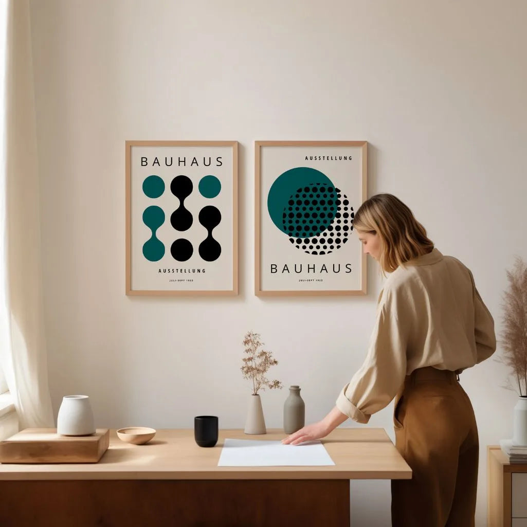 Bauhaus Schwarz Grün – 2er Poster-Set