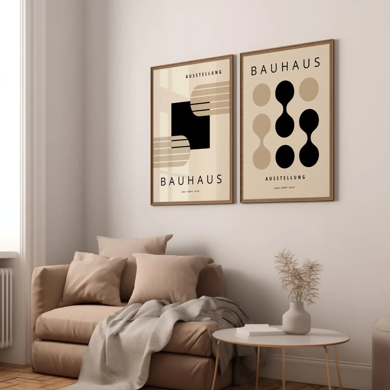 Bauhaus Geometrie Beige – 2er Poster-Set