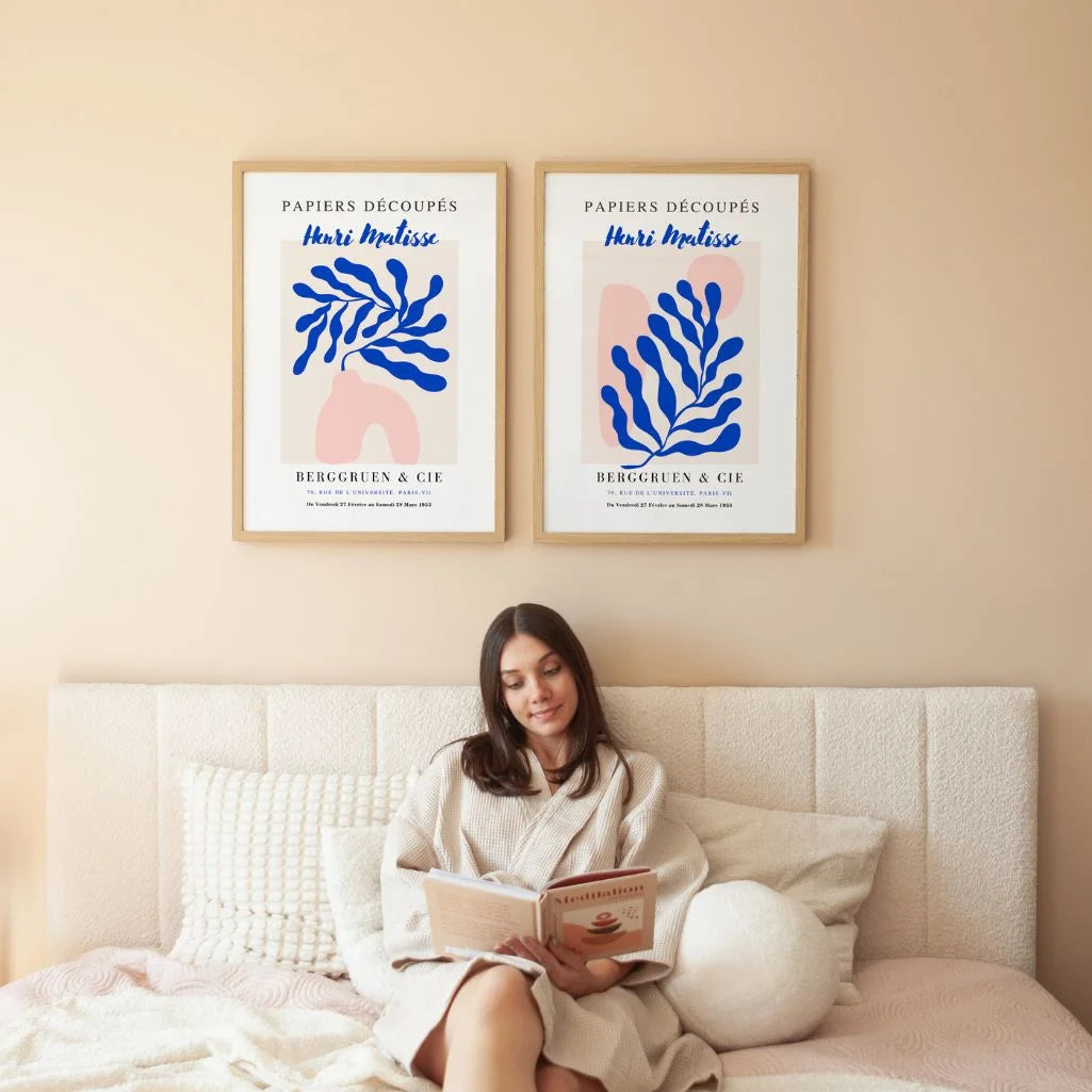 Set mit 2 Matisse-Postern – Blaue organische Formen