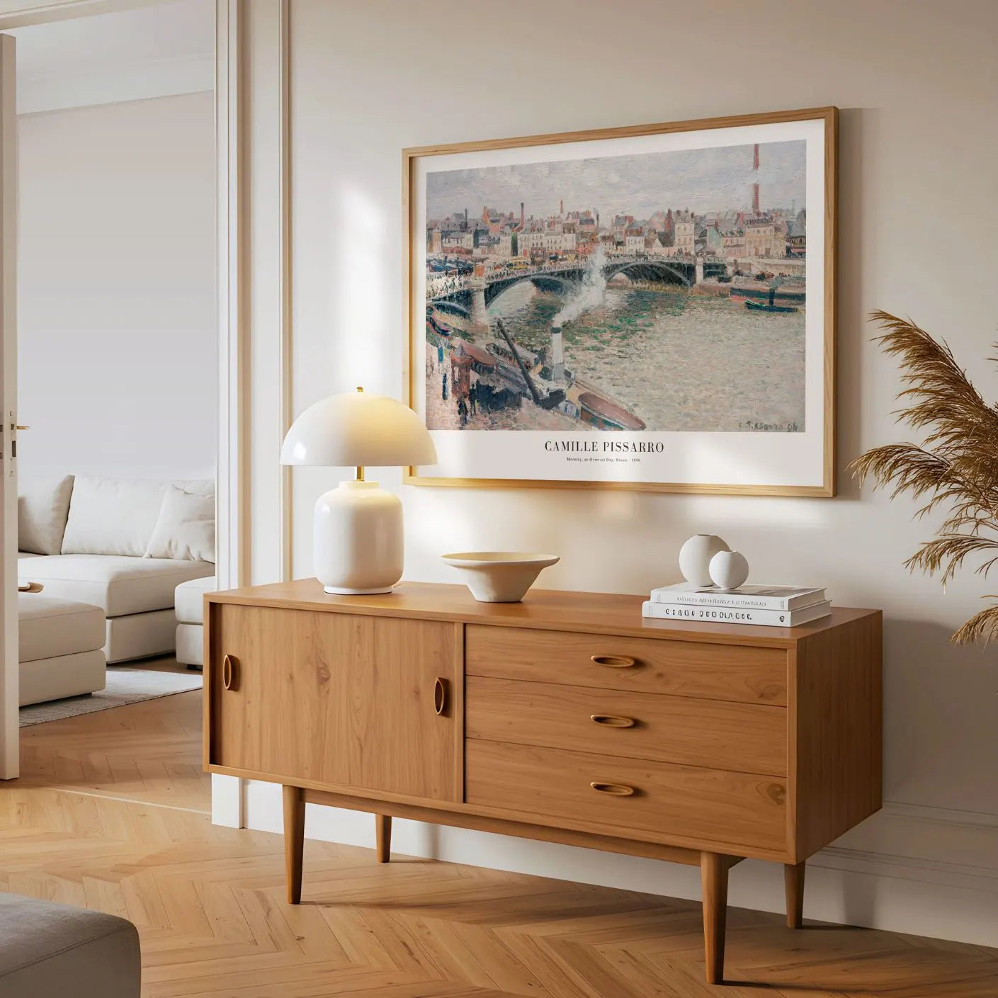 Camille Pissarro – Rouen, Seine, bedeckter Morgen Poster (1896)