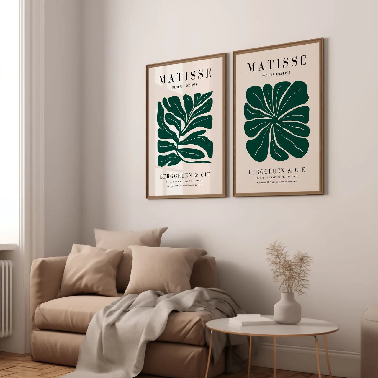 Set mit 2 Matisse-Postern – Grüne botanische Kompositionen 