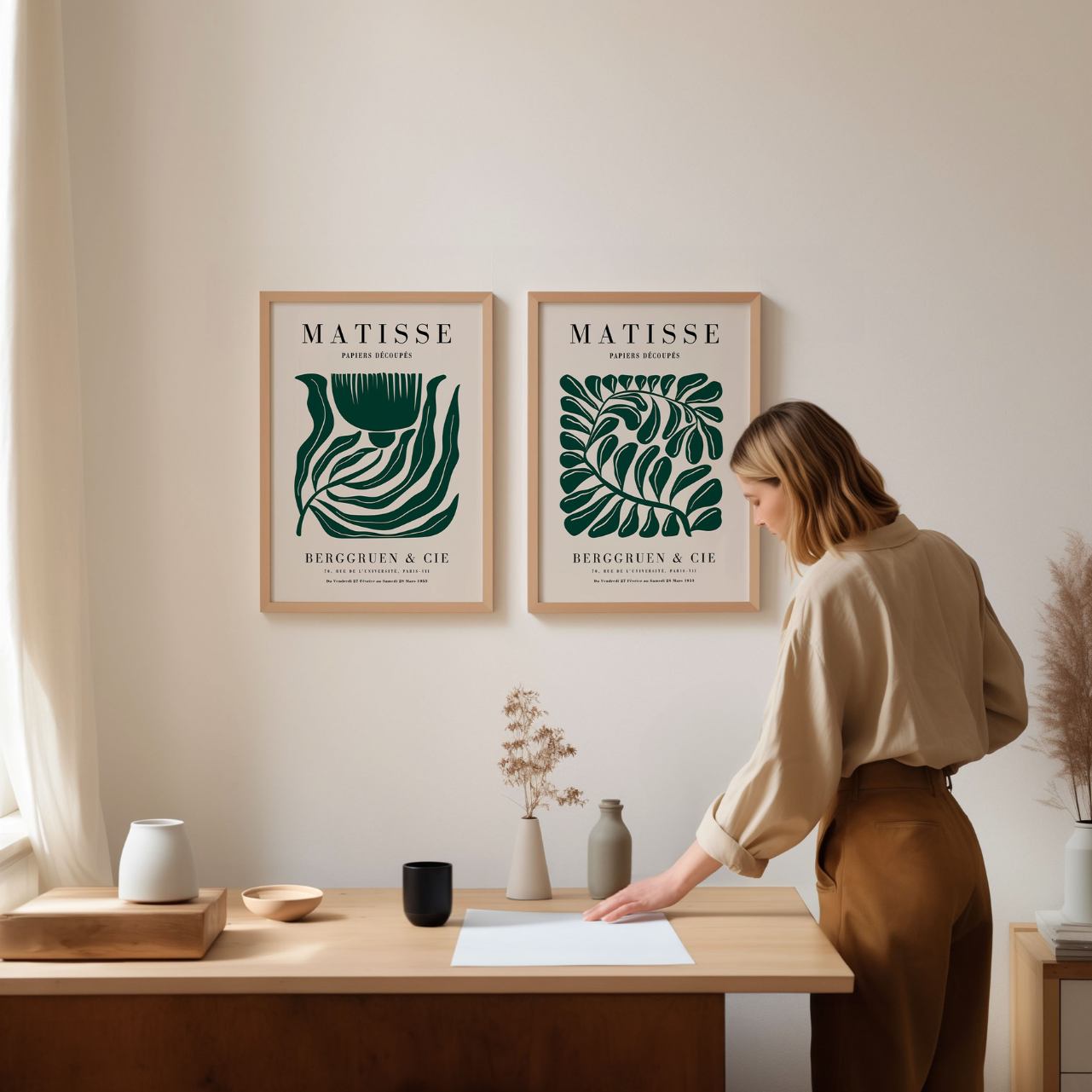 Set mit 2 Matisse-Postern – Grüne elegante Kompositionen 