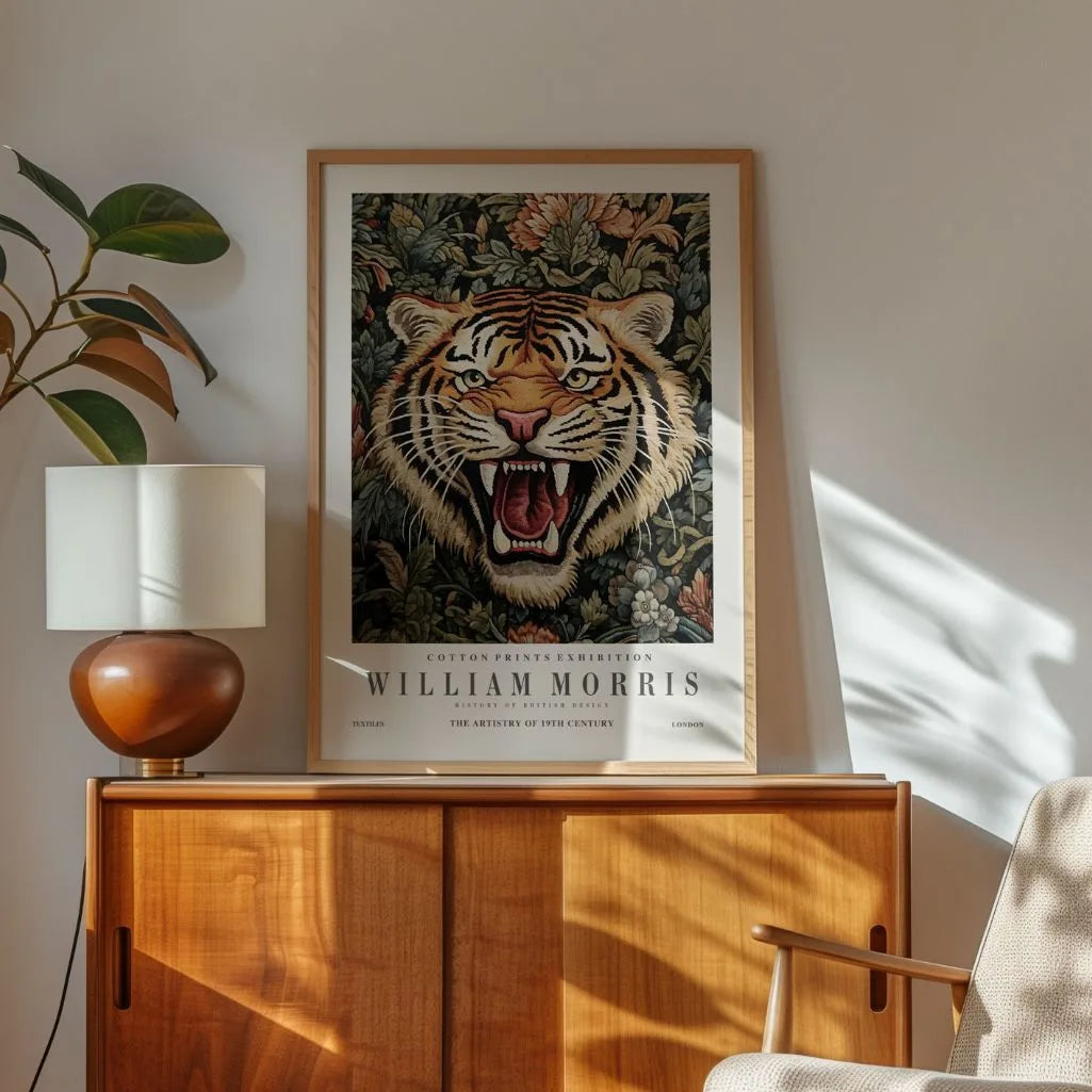 Poster – Tiger im Blumenornament