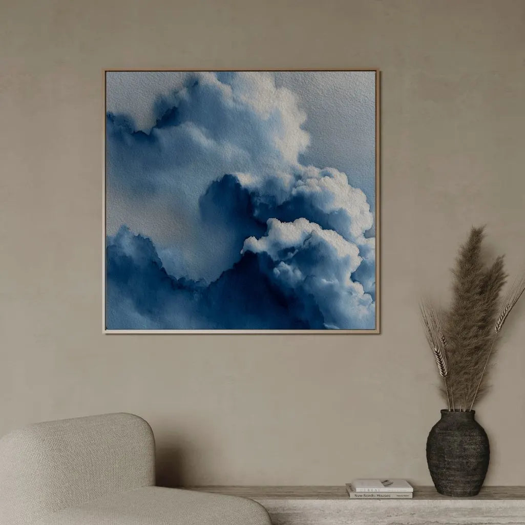 Gerahmtes Leinwandbild – Blaue Wolken