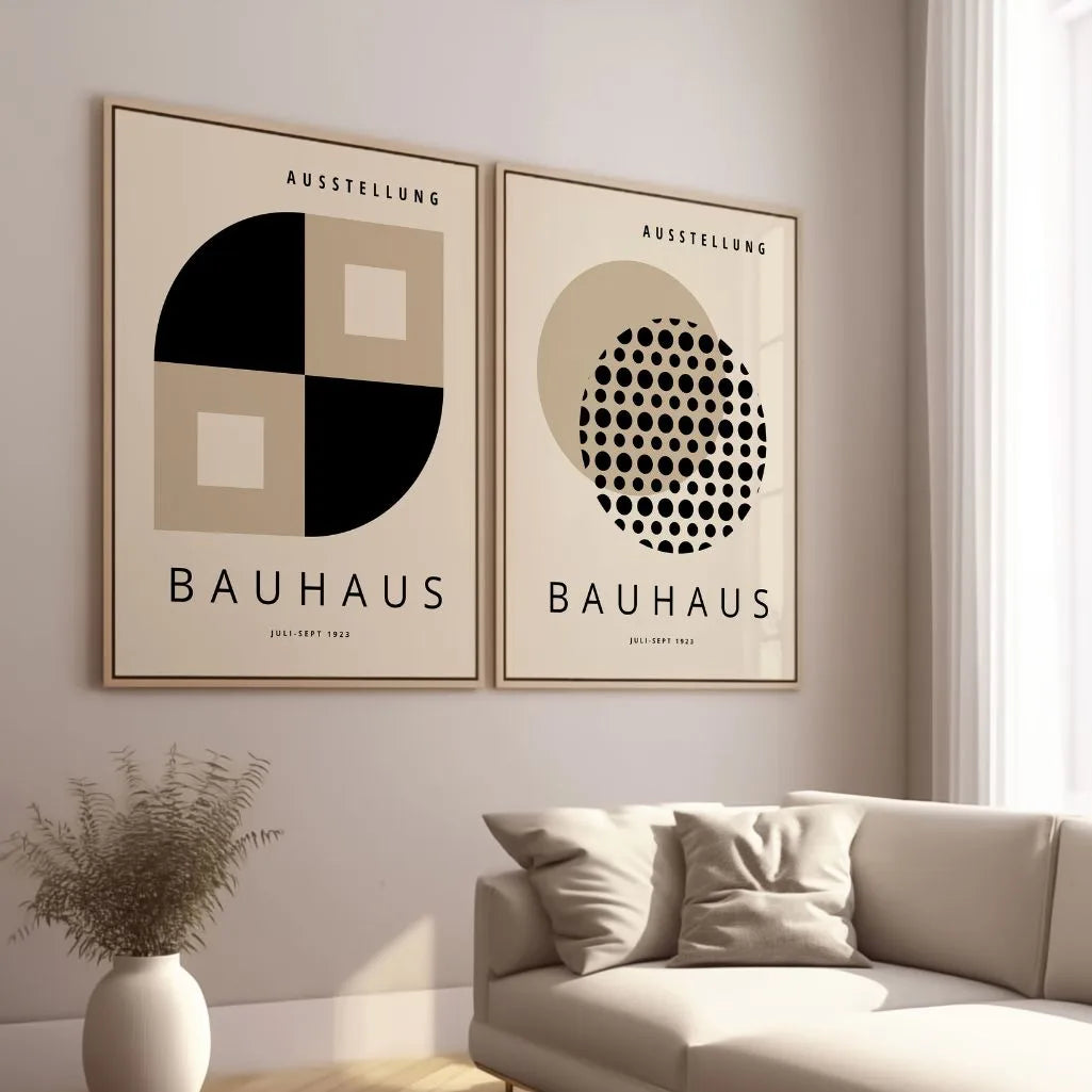 Bauhaus Schwarz-Beige – 2er Poster-Set