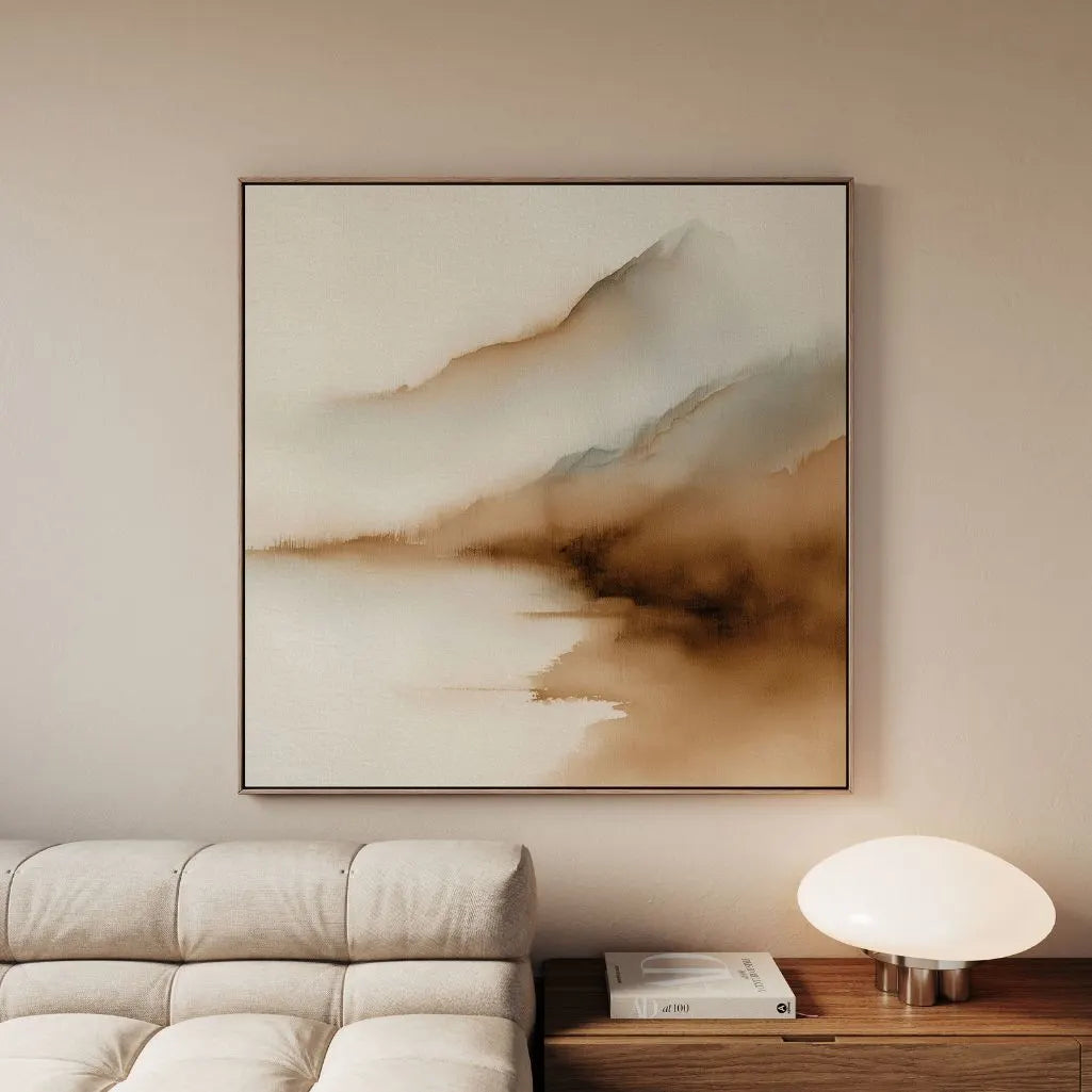 Gerahmtes Leinwandbild – Nebel über dem See