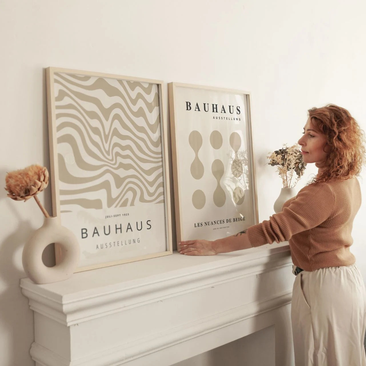 Bauhaus Abstrakt Beige – 2er Poster-Set
