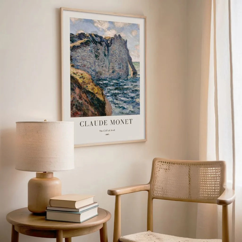 Claude Monet – Die Klippe von Aval, Étretat Poster 1885