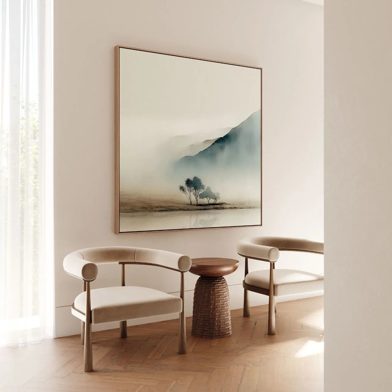 Gerahmtes Leinwandbild – Morgennebel