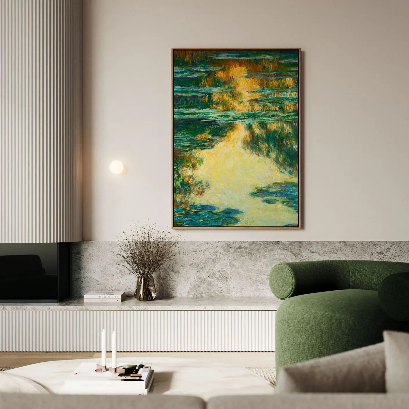 Gerahmtes Leinwandbild - Seerosen Spiegelungen