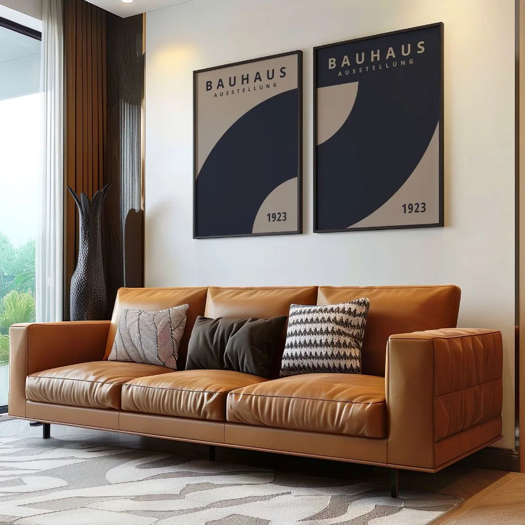 Bauhaus Marineblau Abstraktion – 2er Poster-Set