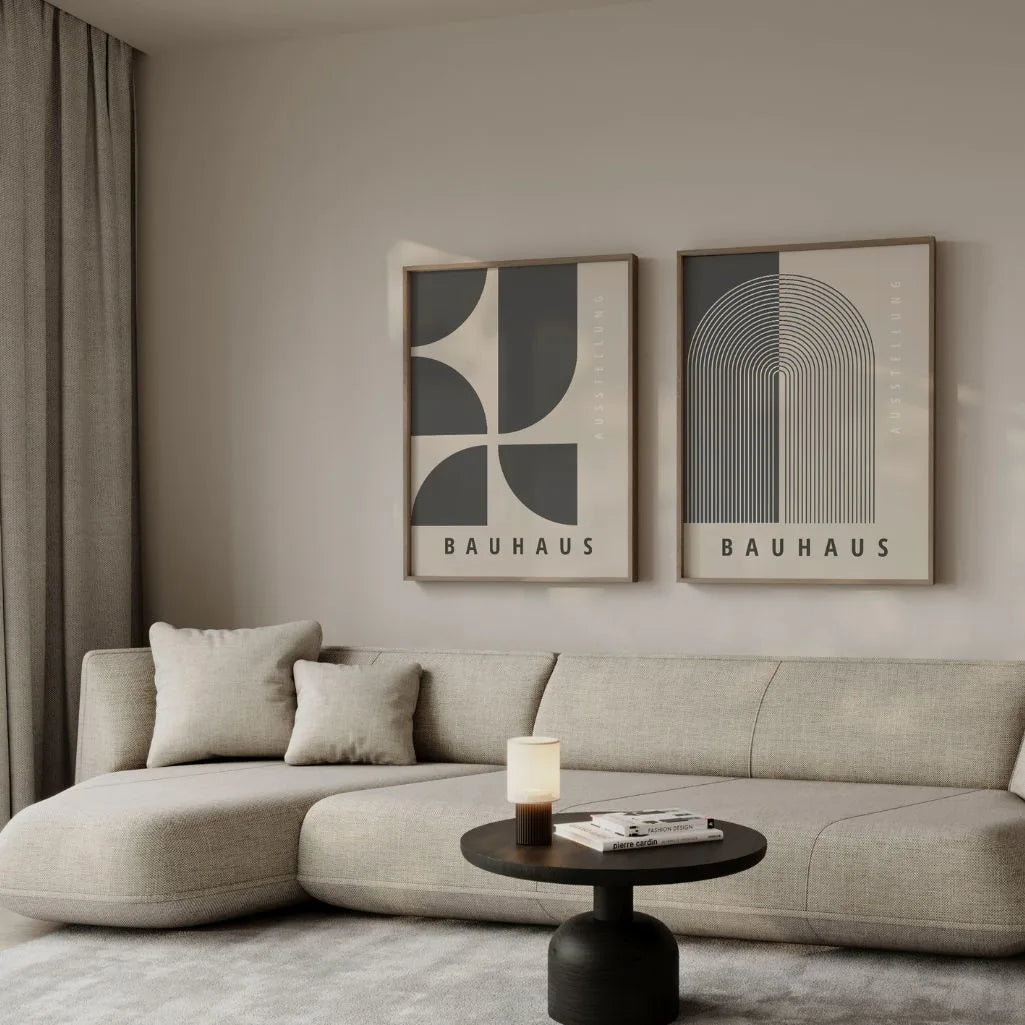 Bauhaus Graphit Geometrie – 2er Poster-Set