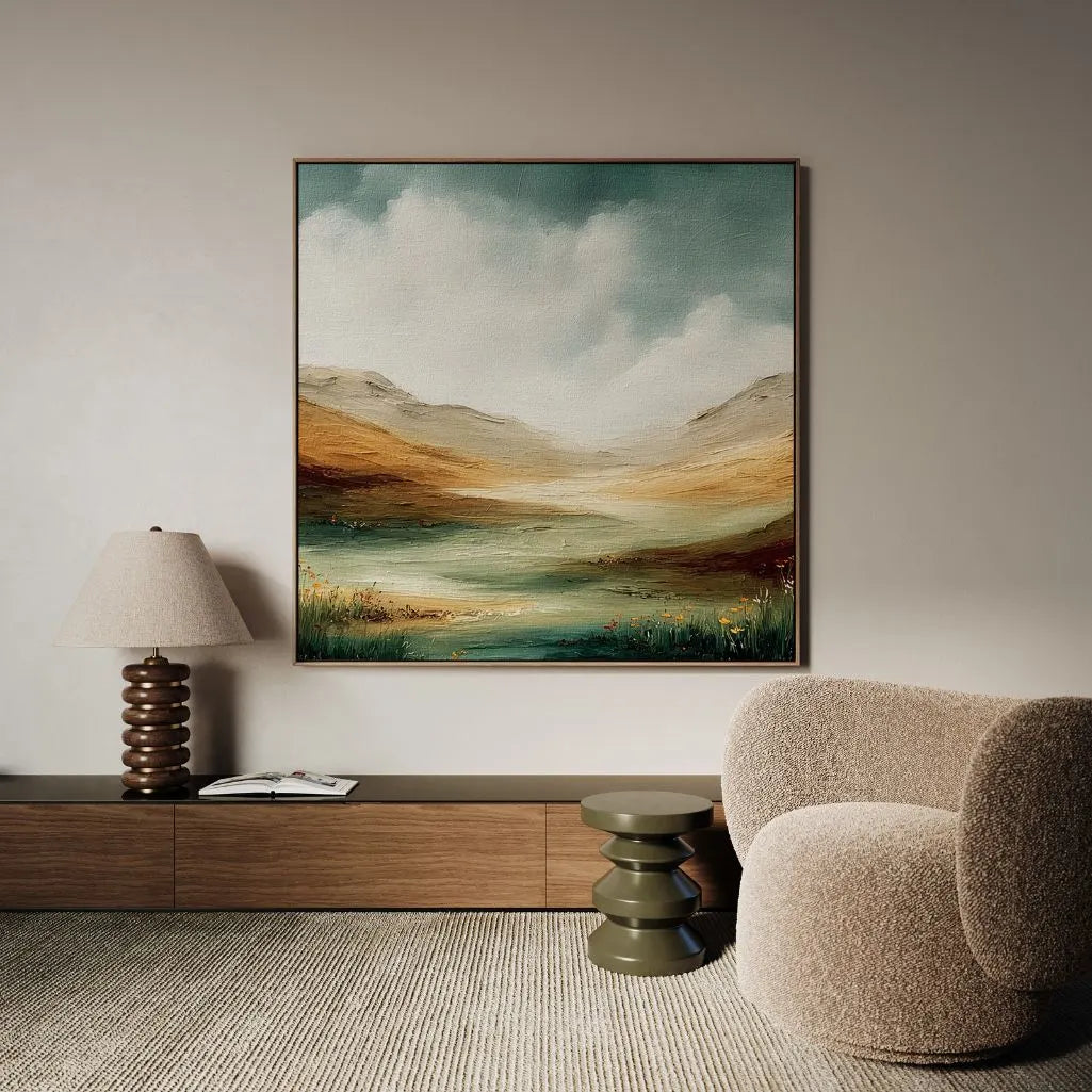 Gerahmtes Leinwandbild – Grünes Tal