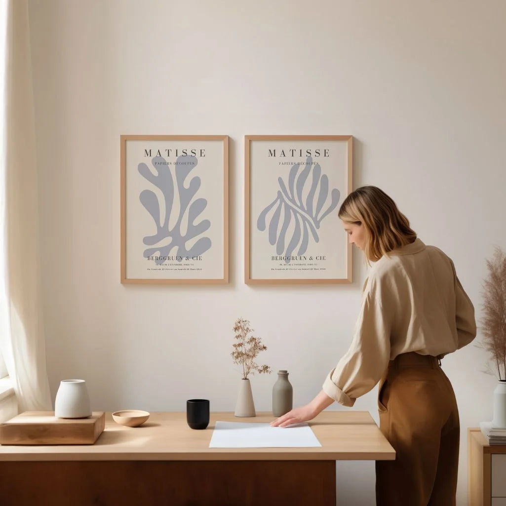 Set mit 2 Matisse-Postern – Hellblaue organische Kunst (Kopie)
