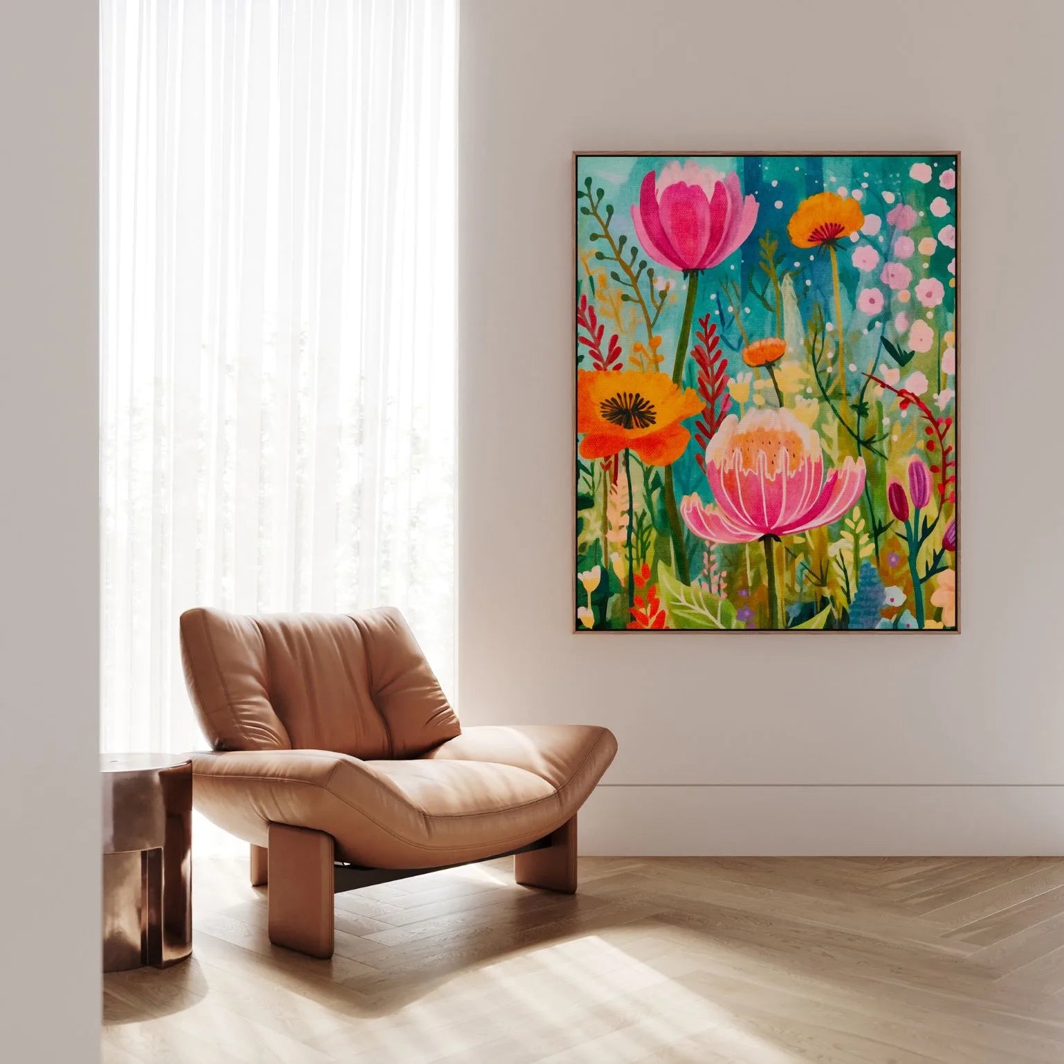 Gerahmtes Leinwandbild – Floraler Tanz