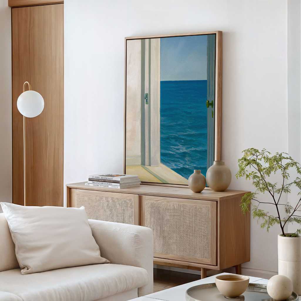 Gerahmtes Leinwandbild – Zimmer am Meer