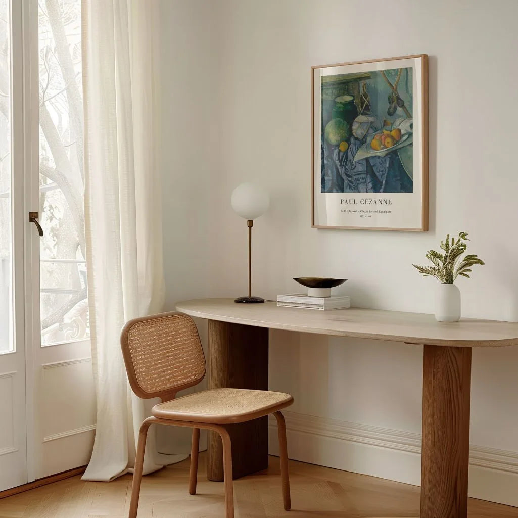 Paul Cézanne – Stillleben mit Ingwertopf und Auberginen Poster(1893–1894)