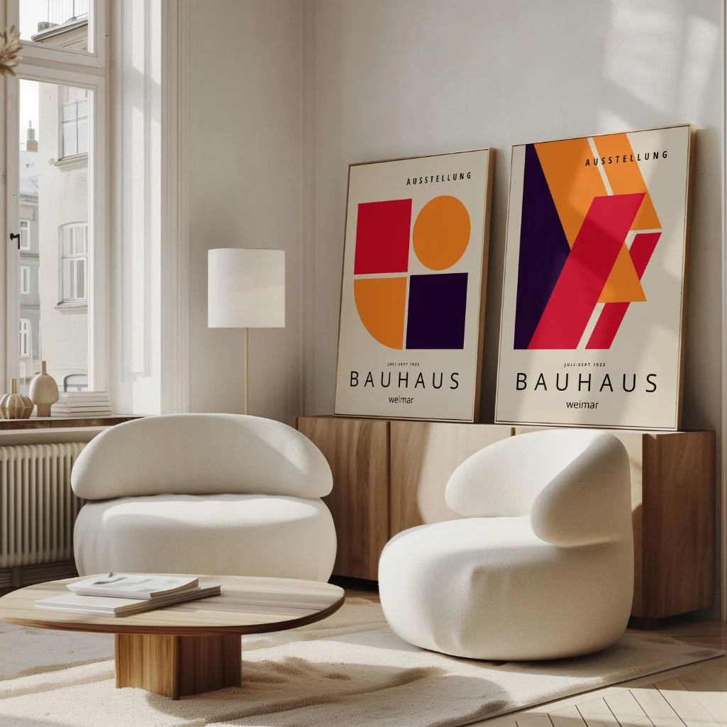 Bauhaus Rot Abstraktion – 2er Poster-Set