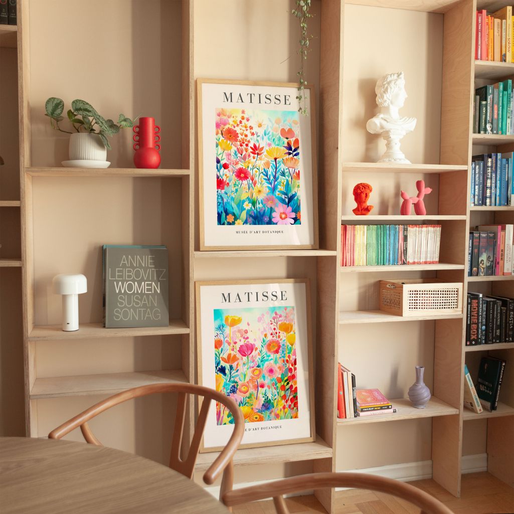Set mit 2 Matisse-Postern – Farbenfrohe Blumen im Aquarellstil