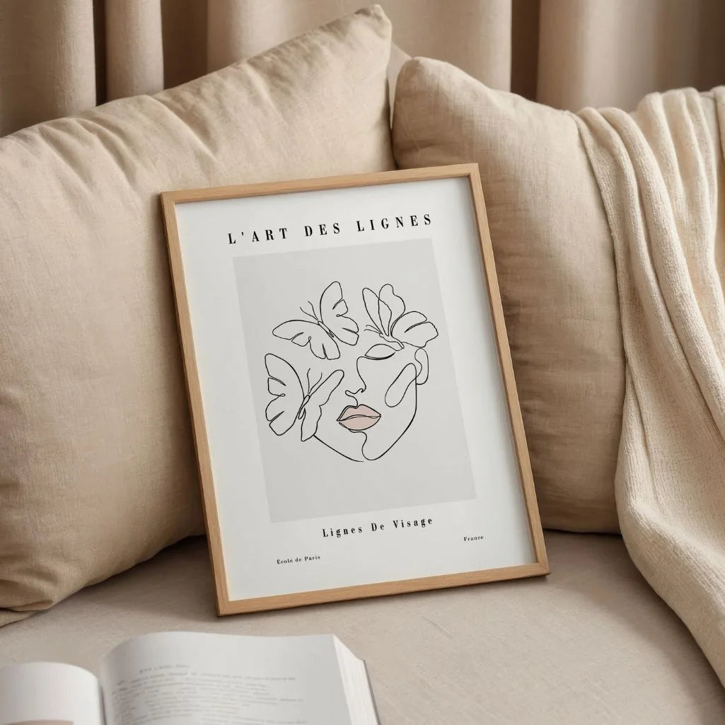 Poster – Gesicht mit Schmetterlingen